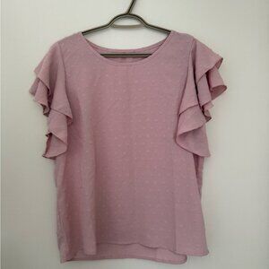 SHEIN Light Pink Ruffle Sleeve Top